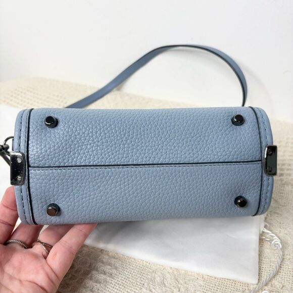 Coach Swagger 20 Pebble Leather Satchel 36235 Cornflower Blue Crossbody Bag - Picture 9 of 11